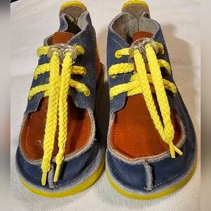 Gucio Leather Shoes Handmade In Poland Blue Brown Yellow Unisex Toddler Size 8